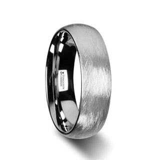 BLACKWALD Domed Tungsten Carbide Ring with Wire Brushed Finish Design - 6mm & 8mm