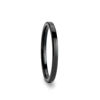 CHARLOTTE Black Flat Shaped Tungsten Wedding Ring for Her - 2mm