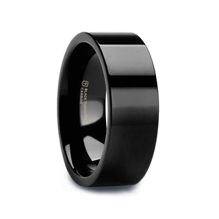 PORTLAND Flat Polished Finish Black Tungsten Ring - 10mm