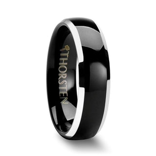 ESPRIT Domed Black Tungsten Ring with Polished Beveled Edges - 4mm - 6mm