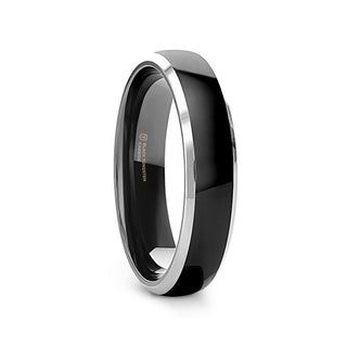 MASERATI Black Tungsten Ring with Polished Domed Beveled Edges - 4mm - 10mm