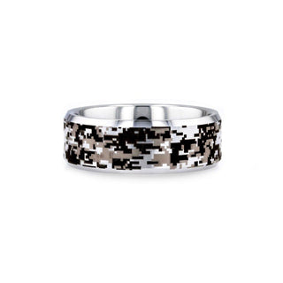 STEALTH Tungsten Carbide Wedding Ring with Engraved Digital Camouflage - 8mm