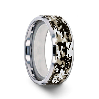 STEALTH Tungsten Carbide Wedding Ring with Engraved Digital Camouflage - 8mm