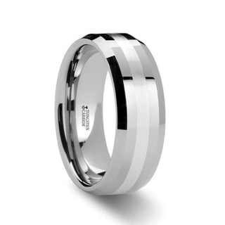 BENEDICT Palladium Inlaid Beveled Tungsten Ring - 6mm & 8mm