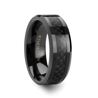 DAYTONA Black Ceramic with Black Carbon Fiber Inlay Wedding Band - 10mm