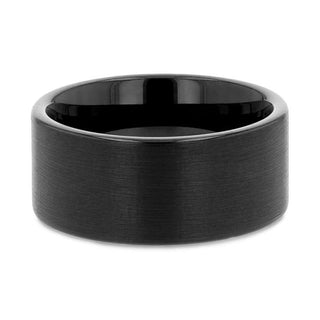 EL PASO Flat Style Black Tungsten Ring with Brushed Finish - 10mm