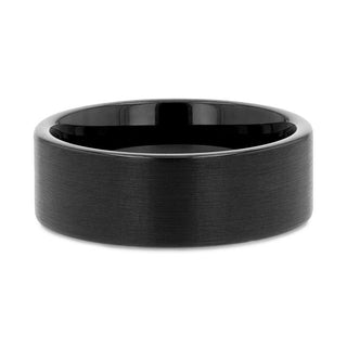 SAN ANTONIO Flat Black Tungsten Carbide Band with Brushed Finish - 4mm - 12mm