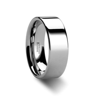 SUTTON Flat White Tungsten Wedding Band with Polished Finish - 12mm