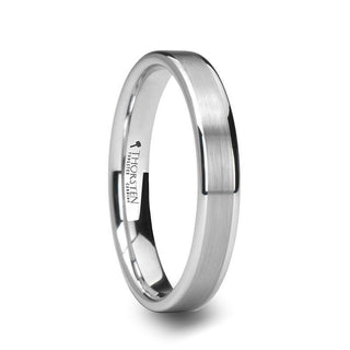 MONET Women's Flat Brushed Center Polished Edges White Tungsten Wedding Band - 4mm - 6mm