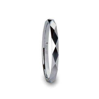 SCOTTSDALE 288 Diamond Faceted White Tungsten Ring - 2mm - 8mm