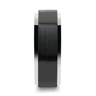 OAKLAND Tungsten Ring with Raised Brush Finished Black Ceramic Center - 8 mm