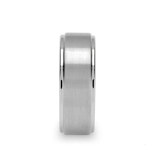 ORLOFF White Tungsten Ring with Raised Brush Finished Center - 6mm & 8mm