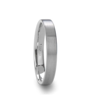 MARIE Ladies Flat Style White Tungsten Wedding Band with Brushed Finish - 4mm - 6mm