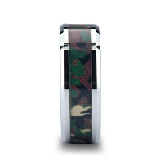 COMMANDO Tungsten Wedding Ring with Military Style Jungle Camouflage Inlay - 6mm - 10 mm