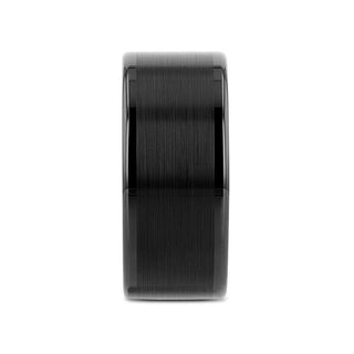 VULCAN Flat Black Tungsten Ring with Brushed Center & Polished Edges - 4mm - 12mm