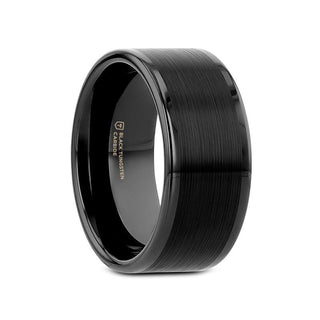 VULCAN Flat Black Tungsten Ring with Brushed Center & Polished Edges - 4mm - 12mm